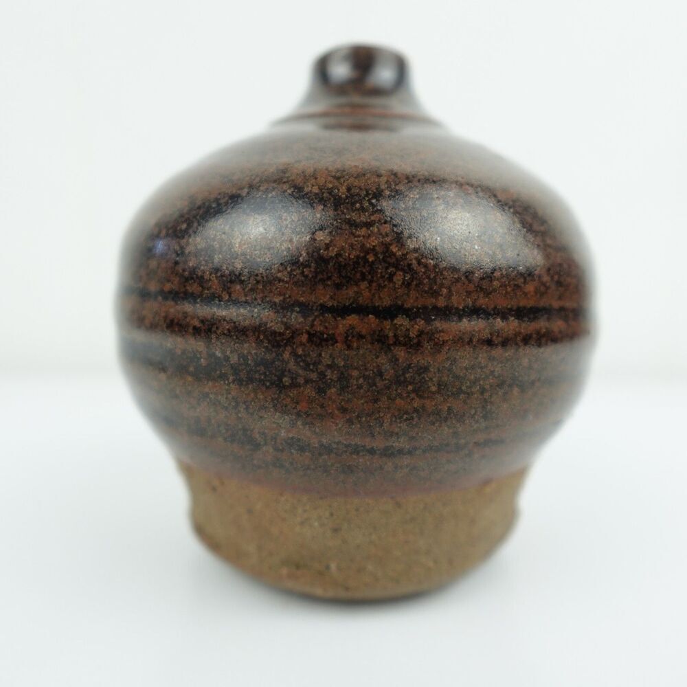 Studio Pottery Vase or Incense Holder Shape of an Acorn Artist Marking